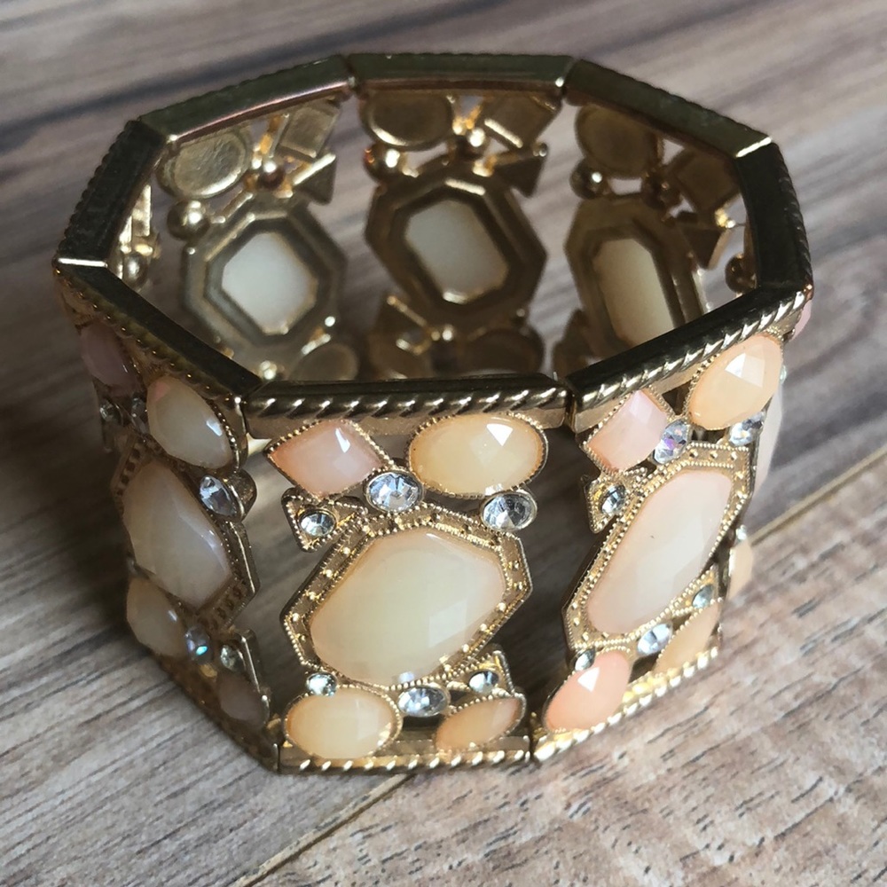 Charming Charlie Gold & Peach Stretchy Bangle